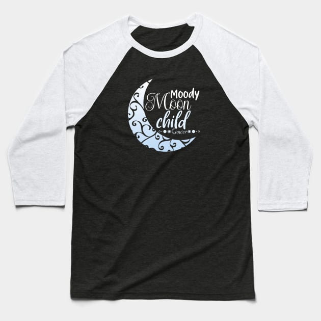 Moody moon Child - Cancer Baseball T-Shirt by RoseaneClare 